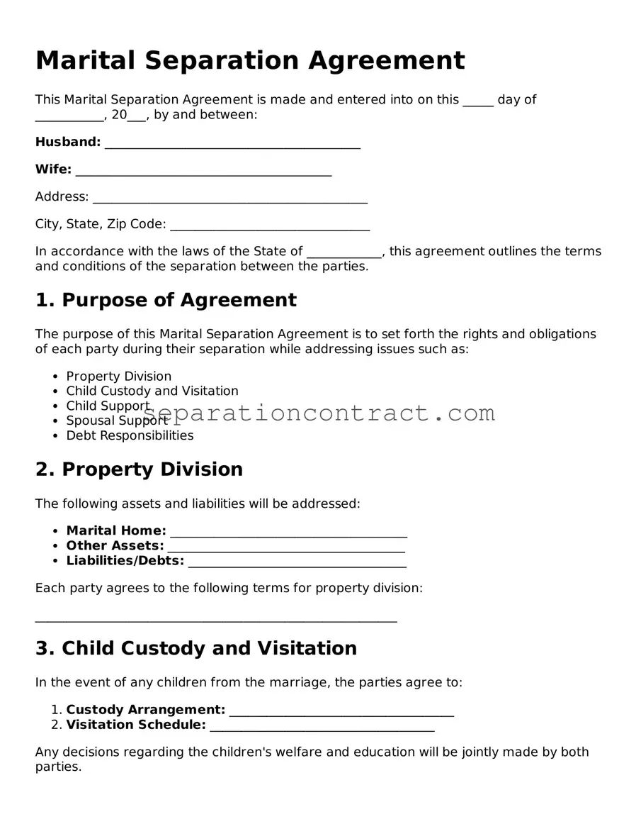 Valid Marital Separation Agreement Form